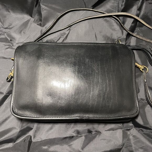 COACH Black Leather "Basic Bag" Zip Clutch Crossbody - Made in USA Vintage 70s - Picture 6 of 16